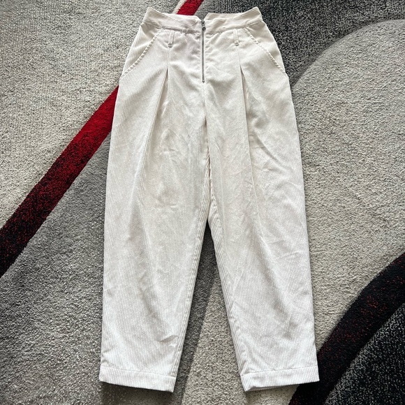 Rebecca Minkoff Ivory Corduroy Hadley High Waist Trousers - Picture 1 of 4